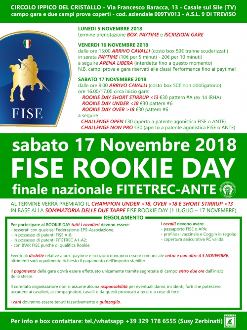 FISE Rookie Day del 17 Novembre 2018
